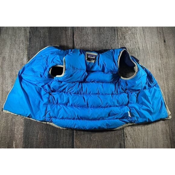 Patagonia Bivy Down Vest Mens Large Tan Blue Full Zip Puffer Sleeveless - Picture 8 of 12